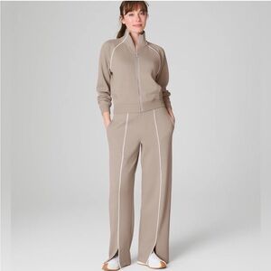 Two piece SPANX AirEssentials matching track set, ashwood color, size medium